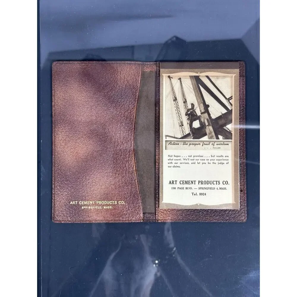 Vintage 1946 Mission Leather Wallet Day Planner By‎ Brown & Bigelow Art Cement